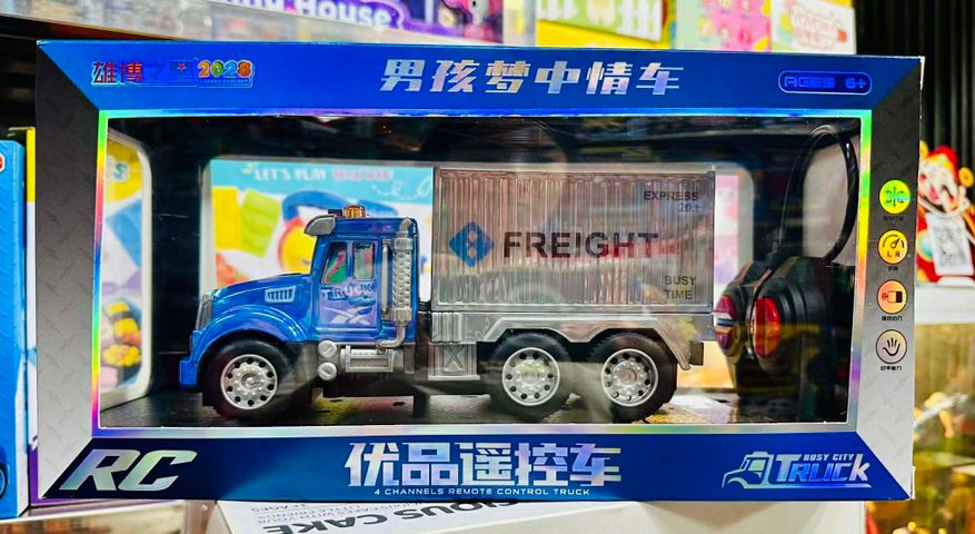 Xe ô tô đầu kéo chở hàng Freight, Xe ô tô tải container điều khiển từ xa RC Truck chạy bằng pin sạc, có đèn 995