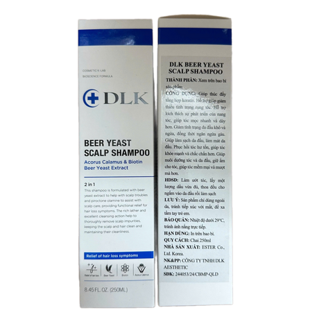 (CHÍNH HÃNG) Dầu Gội DLK Beer Yeast Scalp Shampoo Hỗ Trợ Ngừa Rụng Tóc, Nuôi Dưỡng Da Đầu, Tái Tạo Tóc - 250ml