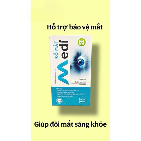 Viên uống MEDI bảo vệ mắt,giúp giảm mỏi mắt,khô mắt hay chảy nước mắt,mắt mờ do thoái hoá(Hộp 60/90 viên)