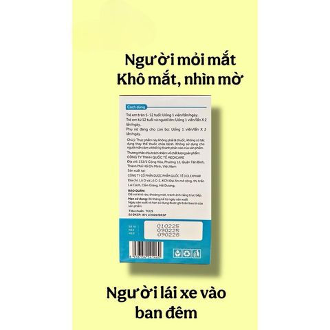 Viên uống MEDI bảo vệ mắt,giúp giảm mỏi mắt,khô mắt hay chảy nước mắt,mắt mờ do thoái hoá(Hộp 60/90 viên)