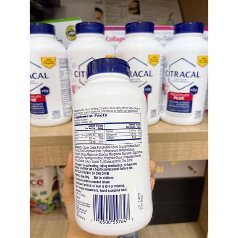 VIÊN BỔ SUNG CANXI CITRACAL MAXIMUM CALCIUM CITRATE +D3 280 viên của Mỹ 643999
