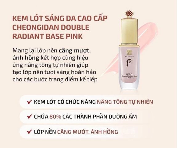 Kem Lót Dưỡng Sáng Whoo Cheongidan Double Radiant Base Pink 40ml