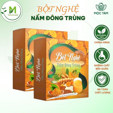 Bột Nghệ Nấm Đông Trùng- Tinh Bột Nghệ, Gạo Lứt, Bột Sắn, Nấm Đông Trùng- Hỗ Trợ Tiêu Hóa, Dạ Dày& Đại Tràng, Giải Độc Gan, Tăng Sức Đề Kháng và Bồi Bổ Cơ Thể ( Hộp 20 túi )