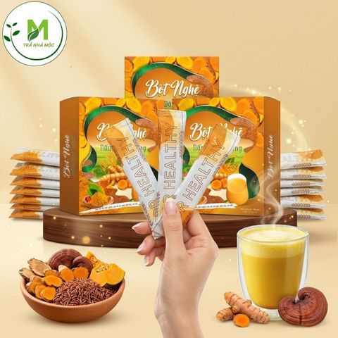 Bột Nghệ Nấm Đông Trùng- Tinh Bột Nghệ, Gạo Lứt, Bột Sắn, Nấm Đông Trùng- Hỗ Trợ Tiêu Hóa, Dạ Dày& Đại Tràng, Giải Độc Gan, Tăng Sức Đề Kháng và Bồi Bổ Cơ Thể ( Hộp 20 túi )