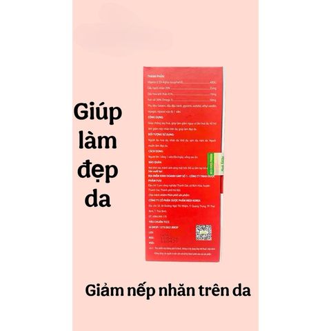 Viên Vitamin E Đỏ 400 giúp chống oxy hoá,giảm nguy cơ lão hoá da,tăng đàn hồi da(Hộp 30 viên)