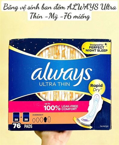 Băng Vệ Sinh Always Ultra Thin Ngày Đêm 44 Miếng – thấm hút tốt