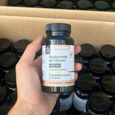 Canxi 1500mg + D3 K2 thuần chay Nat&Form Pháp 90 viên