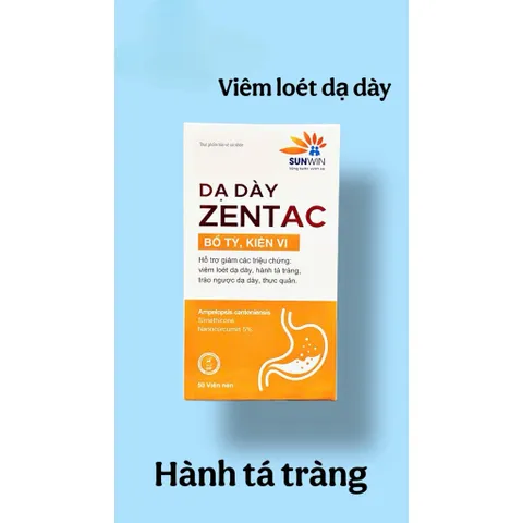 Viên uống Dạ Dày ZENTAC hỗ trợ giảm viêm loét dạ dày,hành tá tràng,trào ngược dạ dày,thực quản(Hộp 30viên/50viên)