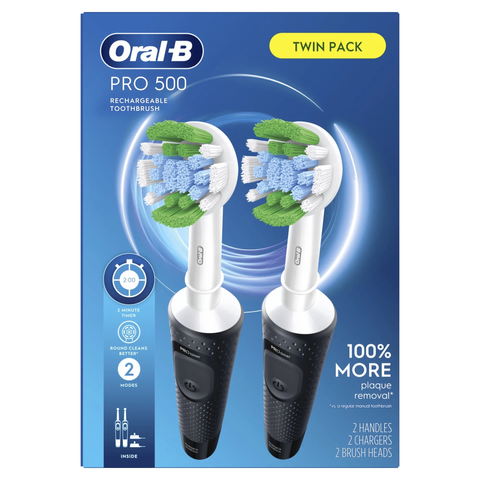 Bàn Chải Điện Oral-B Pro 500 - Công Nghệ Làm Sạch 2D Action, 2 Chế Độ Làm Sạch Sâu & Răng Nhạy Cảm