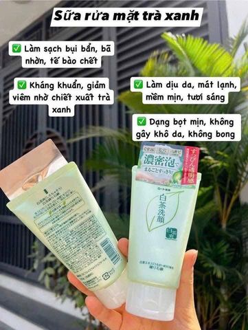 Sữa rửa mặt Rohto Shirochasou Green Tea Facial Cleanser chiết xuất trà xanh hỗ trợ làm sạch da