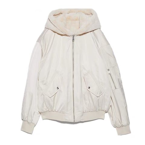 (Freesize) Áo Khoác Bomber Hai Lớp Lót Lông Cừu Dày Dáng Rộng Unisex Có Mũ Giữ Ấm Mùa Đông - Form Oversize Basic