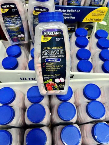 Viên Nhai Hỗ trợ giảm trào ngược dạ dày Antacid Kirland 265 viên của Mỹ