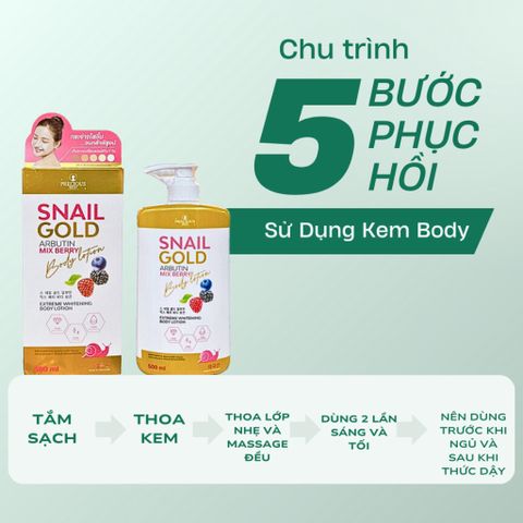 Combo 2 Chai Sữa dưỡng thể body Snail Gold Arbutin Mix Berry Body Lotion Precious Skin 500ml