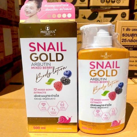 Combo 2 Chai Sữa dưỡng thể body Snail Gold Arbutin Mix Berry Body Lotion Precious Skin 500ml