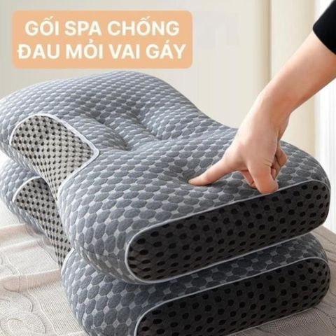 Gối spa dệt kim chống đau mỏi cổ vai gáy, massage bông mềm có lớp lưới thoáng khí