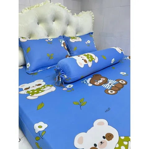 NGẪU NHIÊN Bộ ga vỏ gối 4  món mẫu Caro 1m6x2m (1 ga bo chun, 1 áo gối ôm, 2 áo gối nằm)