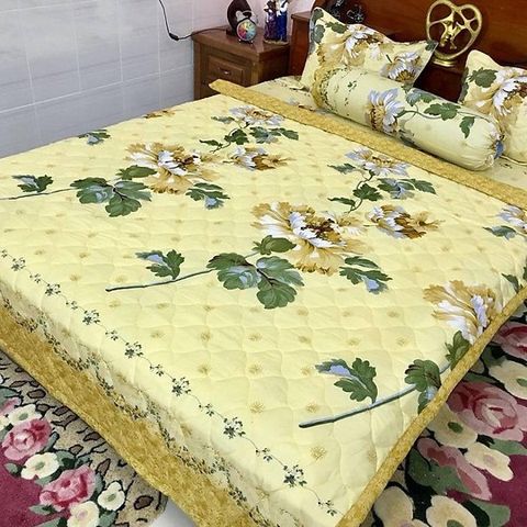 Chăn hè chần bông đắp 2 mặt mền size 1m6 x 2m chất liệu cotton thoáng mát