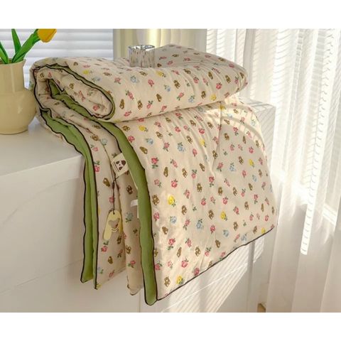 Chăn Hè 2mx2m3 Cotton Đũi chần bông Xơ Đậu Nành Hữu Cơ phong cách Hàn Quốc xinh xắn