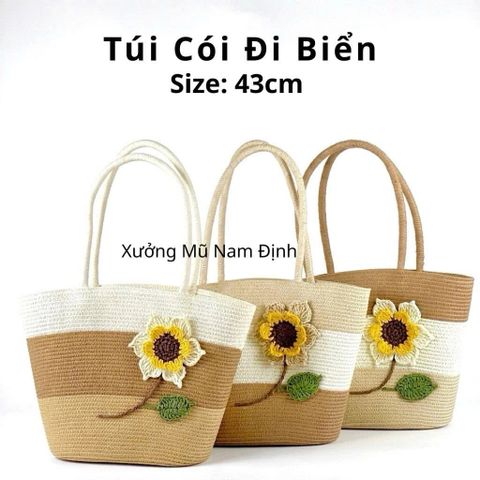 Túi Cói Hoa Hướng Dương Vintage Đi Biển 2026 - Phong Cách Hàn Quốc, Thiết Kế Trẻ Trung, Dung Tích Lớn, Thời Trang Năng Đ động