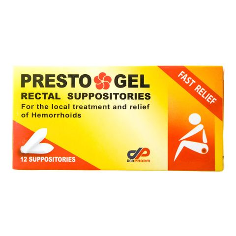 [Nhập khẩu] Viên Đặt Trĩ Presto Gel Dan Pharm (Hộp 12 viên)