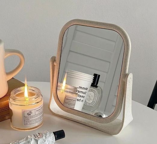 Gương Trang Điểm Để Bàn Khung Nhựa - Mặt Thủy Tinh Tráng Bạc Siêu Nét (15x18cm)