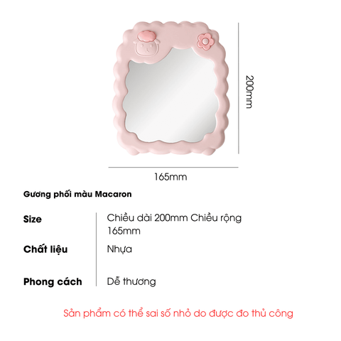 Gương Trang Điểm Để Bàn Hình Chữ Nhật - Mặt Kính Tráng Bạc Siêu Nét (20x16.5cm)