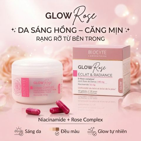 Viên Uống Dưỡng Sáng Da Biocyte GlowRose 60 Viên – Căng Mịn, Hồng Hào, Rạng Rỡ Tự Nhiên