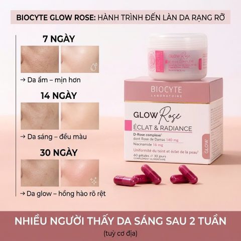 Viên Uống Dưỡng Sáng Da Biocyte GlowRose 60 Viên – Căng Mịn, Hồng Hào, Rạng Rỡ Tự Nhiên