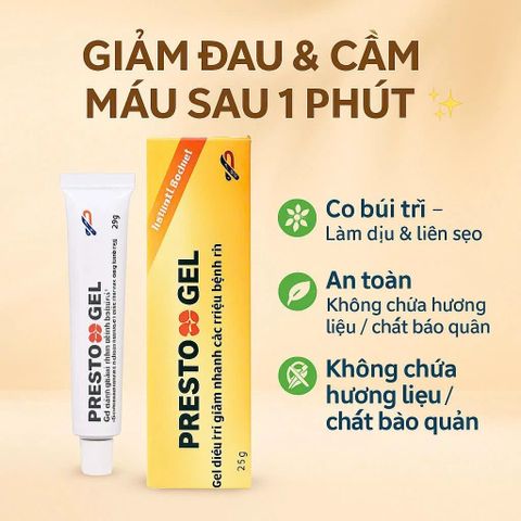 [Nhập khẩu] Gel Bôi Trĩ Presto Gel Hỗ Trợ Trĩ nội, Trĩ ngoại (Hộp 25g)