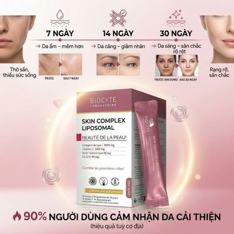 Bột Uống Đẹp Da Biocyte Skin Complex Liposomal 14 Gói – Căng Mịn, Dưỡng Ẩm, Sáng Da Tự Nhiên