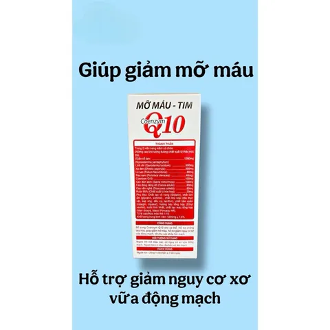 Viên uống Mỡ Máu-Tim Coenzym Q10 hỗ trợ giảm xơ vữa động mạch,bảo vệ tim mạch( Chai 30 viên)