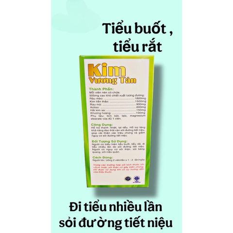 Viên uống Kim Vương Tán hỗ trợ đào thải sỏi đường tiết niệu,giảm tiểu buốt tiểu rắt do sỏi(Chai 60viên)