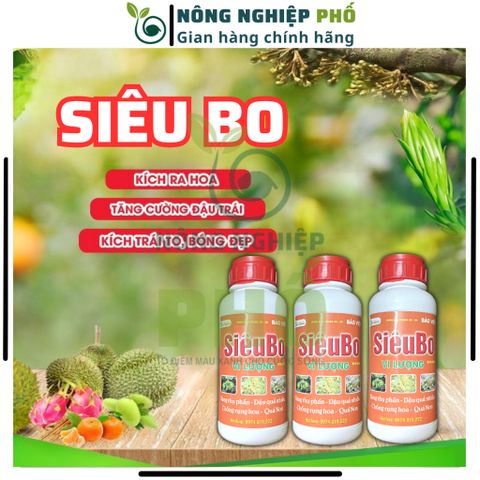 Phân bón lá SiêuBo chai lớn 500ml chống rụng hoa, trái non, nứt trái, thối trái - SiêuBo bổ sung vi lượng thiết yếu