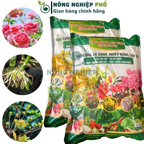Phân Bón Hữu Cơ Vi Sinh Túi 2kg Dành Cho Trồng Rau, Hoa, Cây Cảnh Giúp Ra Rễ Khỏe, Thân Cứng, Lá Xanh, Nhiều Hoa Lâu Tàn