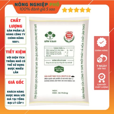 [KHUYỄN MÃI] Phân Supe Lân Lâm Thao Giúp Cây Phát Triển Bộ Rễ, Hình Thành Mầm Hoa, Đẻ Nhánh, Xanh, Dày Lá- Túi 1Kg