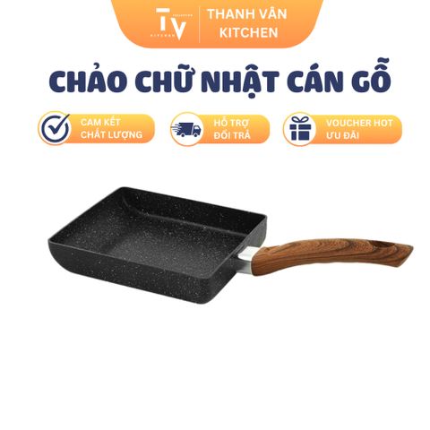Chảo chiên chữ nhật, chảo chiên trứng cuộn phong cách Hàn Quốc, chảo chống dính tiện dụng (TV312)