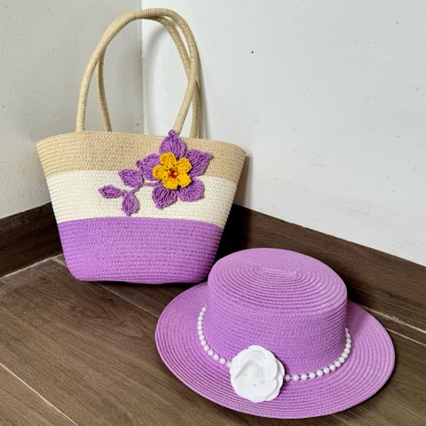  túi cói  đi biển, nón cói đi biển  phong cách vintage cho nữ