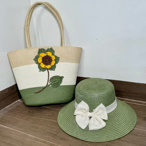 Set Túi Cói Nón Cói phong cách vintage Đi Biển Rực Rỡ Có Khóa Kéo - Túi Nữ Đeo Vai Thời Trang, Tiện Dụng Cho Picnic và Du Lịch