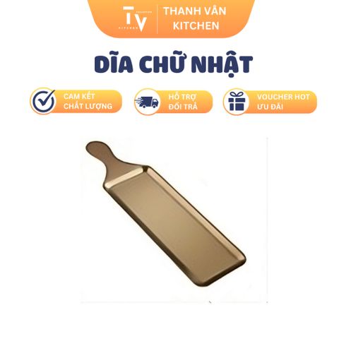 Dĩa chữ nhật inox cap cấp có tay cầm, phong cách Nhật Bản (TV321)