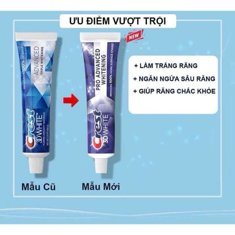 🦷🦷KEM ĐÁNH RĂNG CREST MỸ 𝟑D MẪU MỚI NHẤT SẠCH, THƠM & TRẮNG HƠN