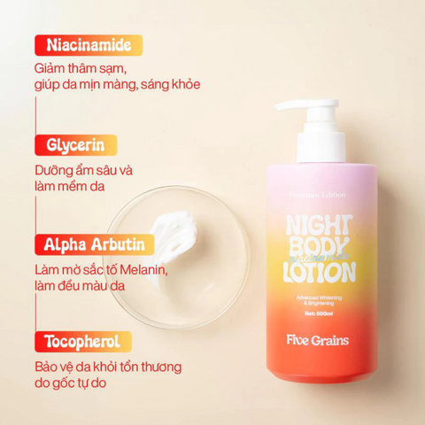 Kem Dưỡng Trắng Da Five Grains Niacinamide Alpha Arbutin 200ml - Dưỡng Sáng Mịn Da 645694