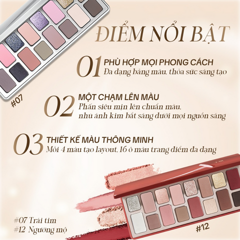 Bảng Phấn Mắt Chéeryep 16 Ô Natural Star Đa Năng Dễ Dùng Chuẩn Màu Lâu Trôi Nhũ Lì Đa Dạng Tone