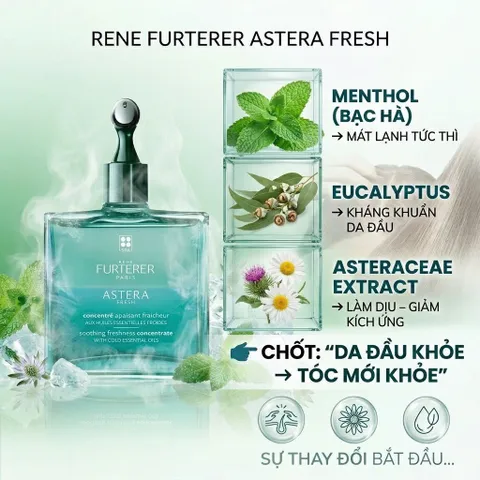 Tinh Chất Chống kích ứng Da Đầu Rene Furterer Astera Fresh - Giảm Ngứa, Kích Ứng, Tưới Mát, Chiết Xuất Tự Nhiên 50ml