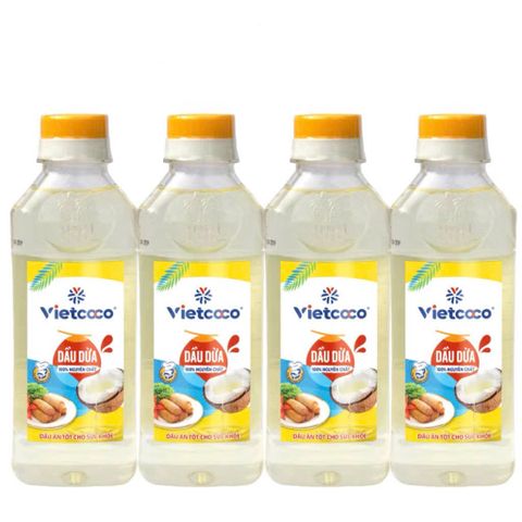 COMBO 4 Dầu dừa (100% nguyên chất) VIETCOCO - chai 250ml