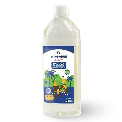 Dầu dừa tinh khiết ORGANIC Vietcoco chai pet 500ml Việt Nam