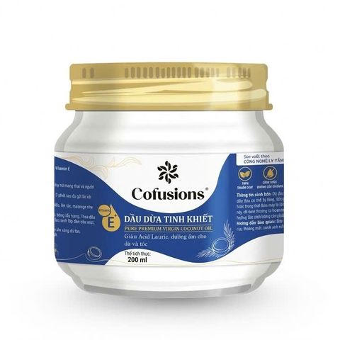 Dầu dừa tinh khiết mỹ phẩm Cofusions - Keo thủy tinh 200ml - Coconut Oil