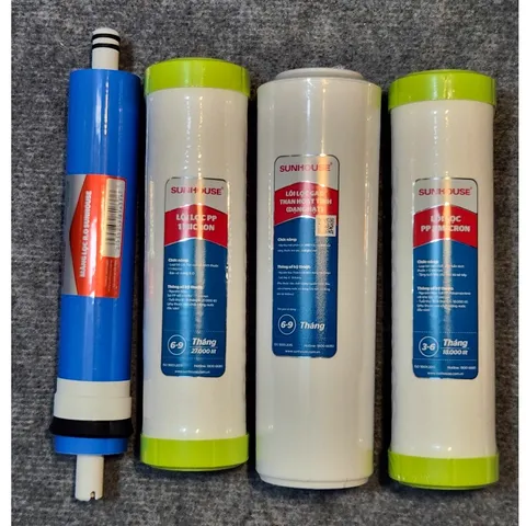 Combo 10 lõi lọc cho máy lọc nước Sunhouse Sha76218ck,Sha76216ck; Sha76219ck...( Tặng co cút + dây)
