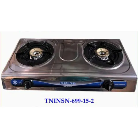 Bếp gas đôi cao cấp Nasonal mặt kính và inox cường lực chịu nhiệt - Lửa xanh, Tiết kiệm gas