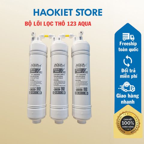 Bộ Lõi Lọc Thô 123 Aqua Nối Nhanh Dùng Được Cho Karofi, Korihome, Kangaroo, Sunhouse,Kèm theo co cút