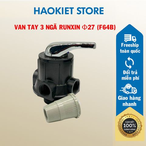 Van 3 ngã Φ27 dùng cho cột lọc thô Composite, Inox (kèm lưới van)